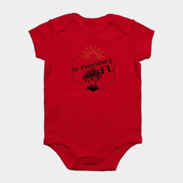 St. Petersburg FL Retro Palm Sun Design | Classic Florida Beach Vibes Baby Bodysuit by WarFX Designs